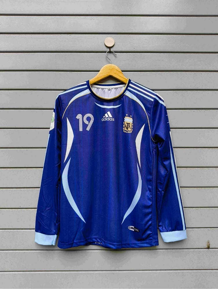 Argentina Blue Retro Long Sleeve Football Jersey
